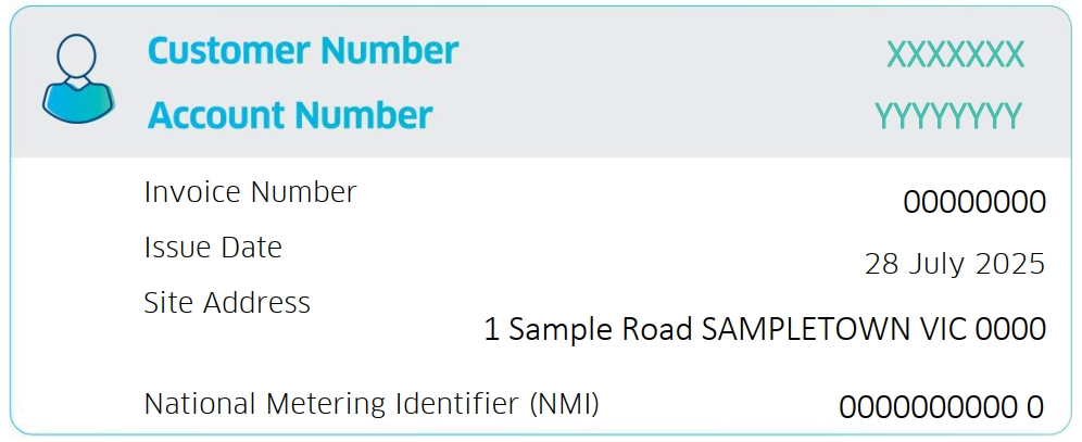 An example of an ENGIE bill showing the customer details section.