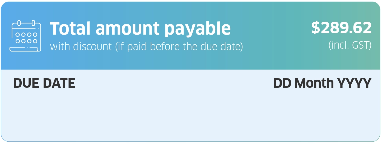 An example ENGIE bill showing the total amount payable.
