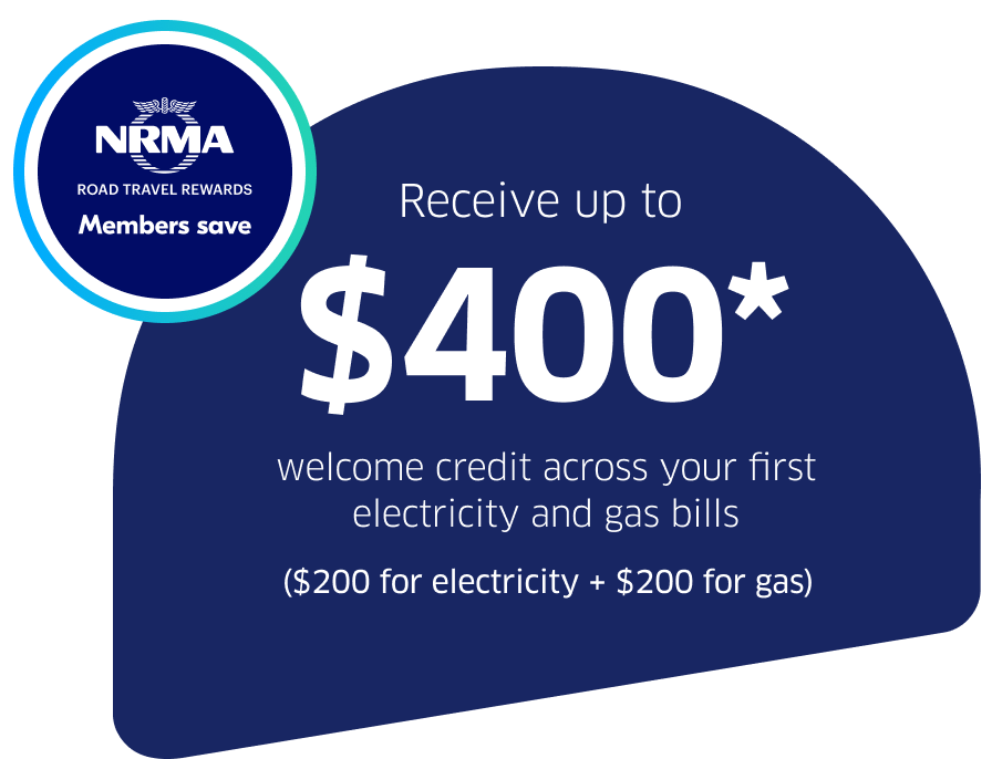 Receive up to $400* welcome credit across your first electricity and gas bills ($200 for electricity + $200 for gas)