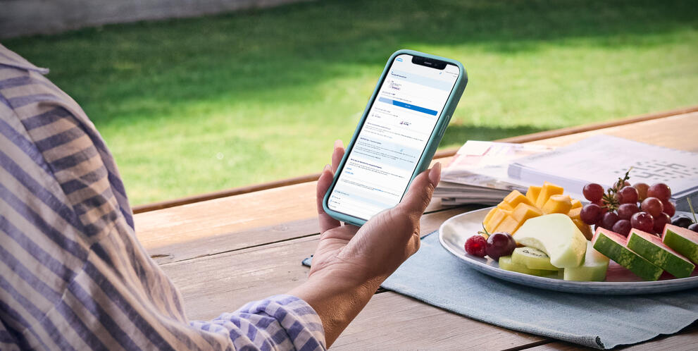Close up of woman using MyENGIE app