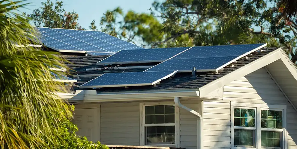 Solar panels on the roof of a house